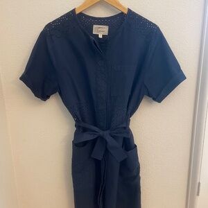 CURRENT/ELLIOTT Embroidered Eyelet Belted Shirtdress